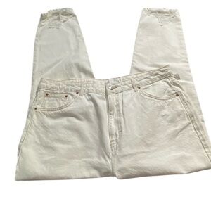 Topshop Distressed Mom Jeans off White Sz 36